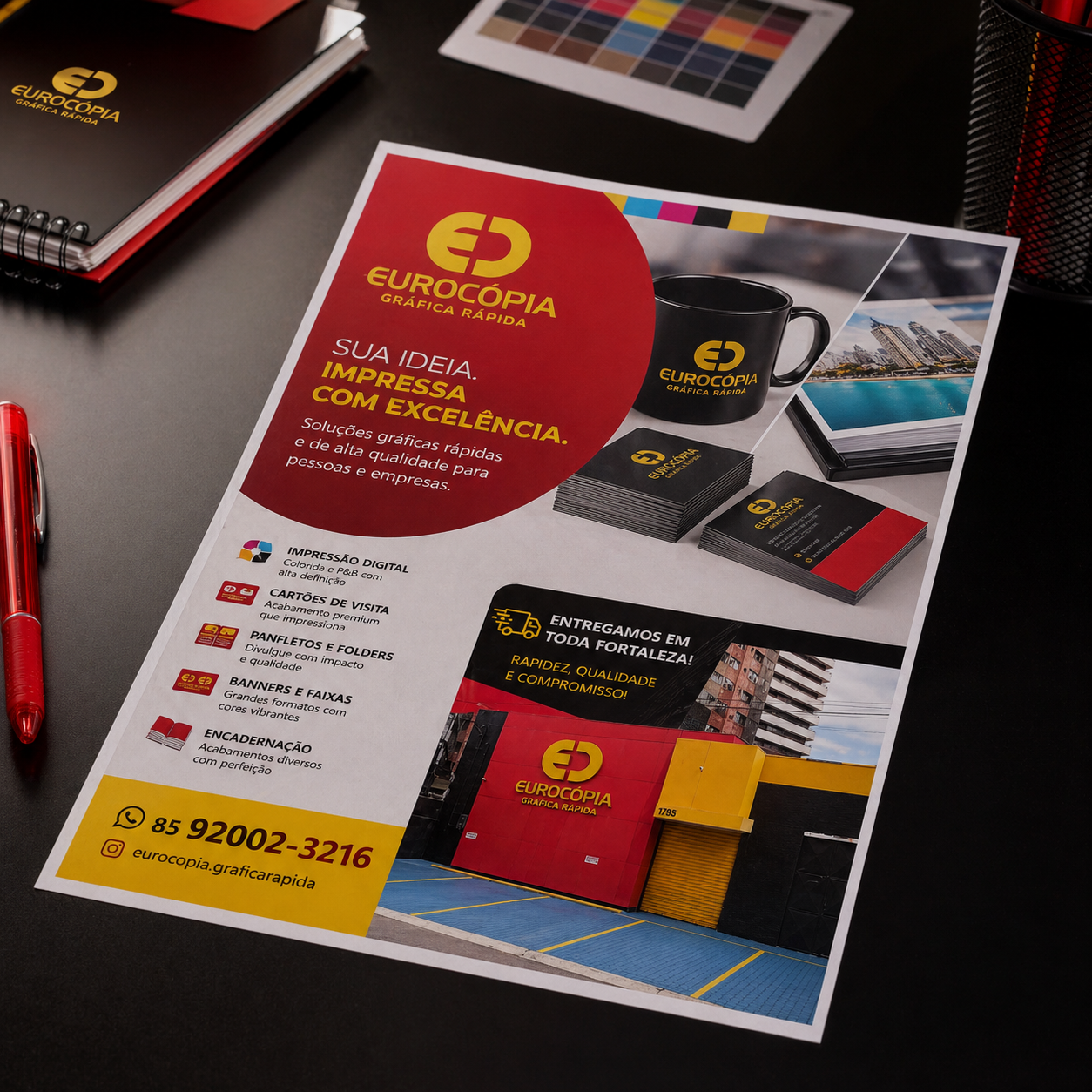 Mockup real de impressão colorida da Eurocópia