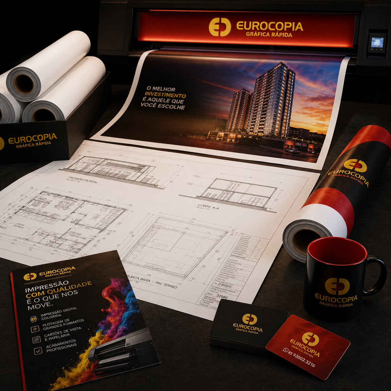 Mockup real de plotagens de grandes formatos da Eurocópia